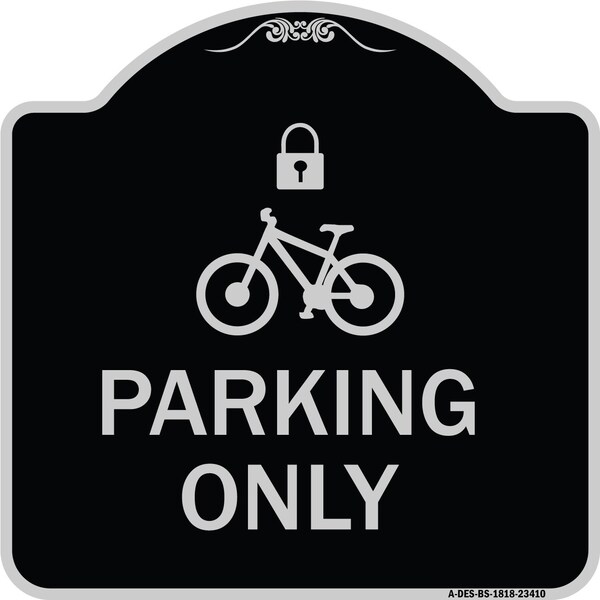 Signmission Parking With Cycle and Lock Symbol Heavy-Gauge Aluminum Architectural Sign, 18" x 18", BS-1818-23410 A-DES-BS-1818-23410 - main